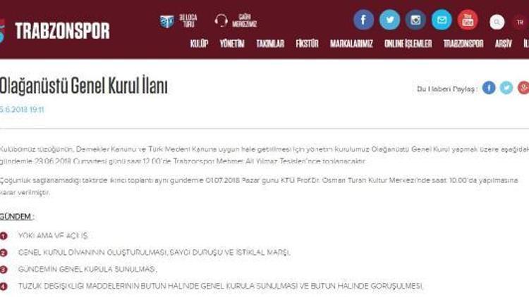 Trabzonspor tüzük değişikliğine gidiyor