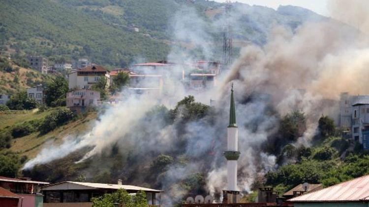 Evlere yakın ağaçlık alanda çıkan yangın korkuttu