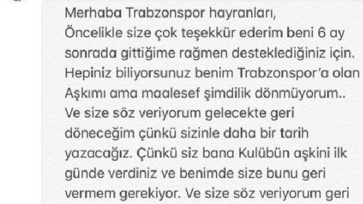 Bongonda, Trabzonspor taraftarına söz verdi: “Geri döneceğim”