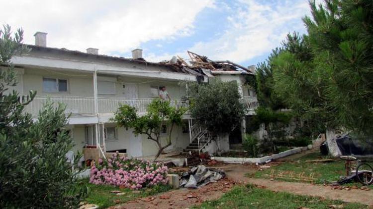 Şarköyde fırtına çatıları uçurdu, zeytin ağaçlarını devirdi