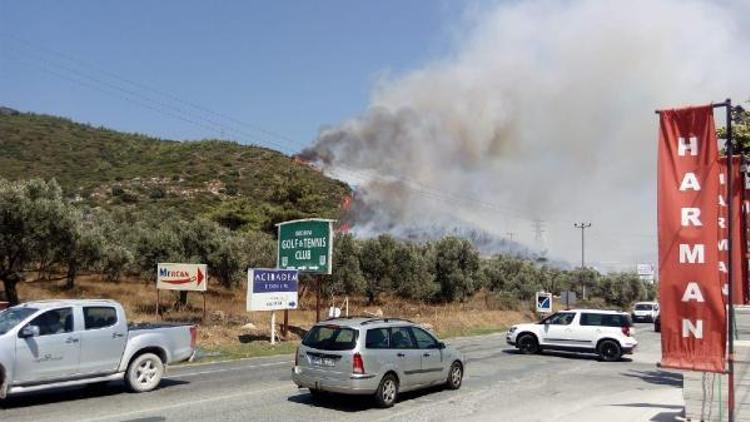 Bodrumda otluk ve makilik alanda korkutan yangın