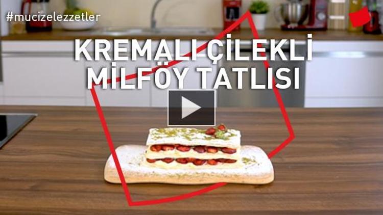 Kremalı Çilekli Milföy Tatlısı