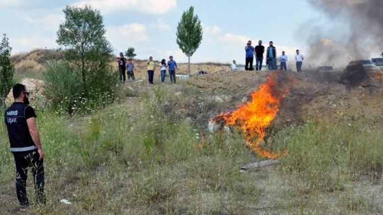 Uşakta ele geçirilen uyuşturucu maddeler imha edildi