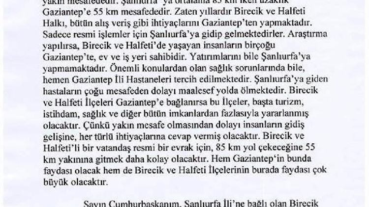 Birecik ve Halfeti, Gaziantepe bağlansın talebi Şanlıurfayı karıştırdı