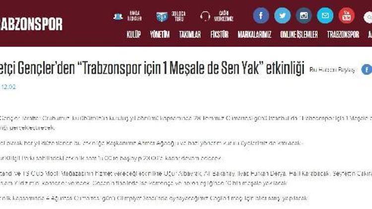 Trabzonspor’da ‘1 meşale de sen yak’ etkinliği