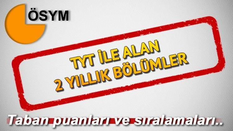 2 yıllık bölümler ve taban puanları yayımlandı TYT ile alan bölümler