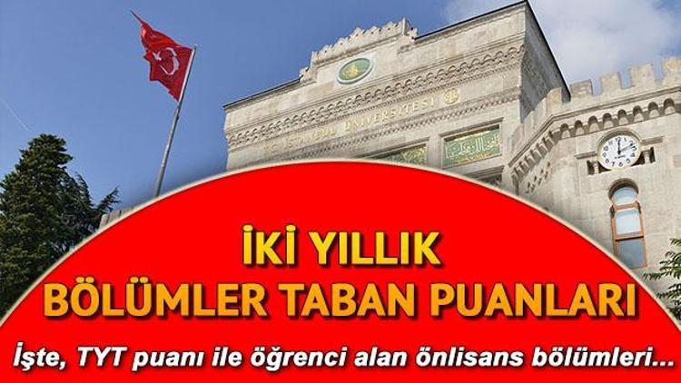 TYT ile öğrenci alan bölümler neler 2 yıllık bölümler taban puanları