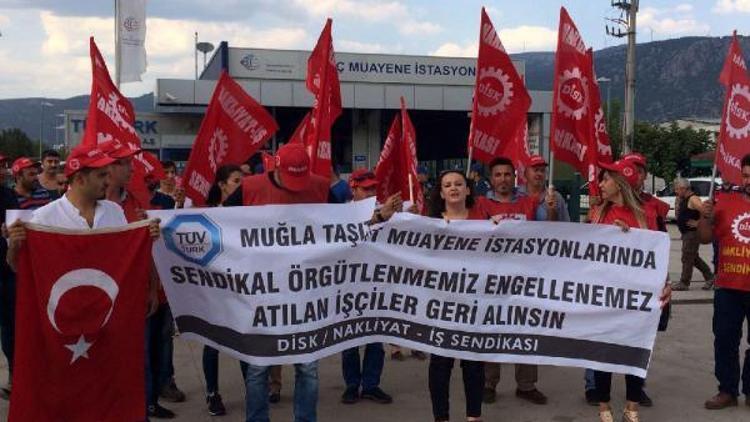 İşten çıkarılan araç muayene istasyonu çalışanlarından protesto