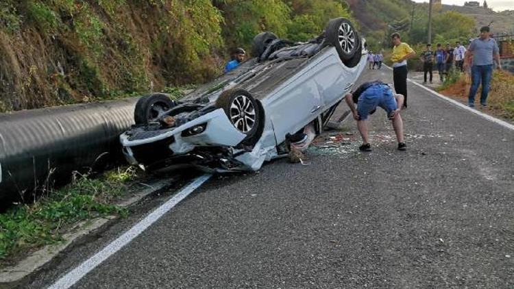 Trabzonda otomobil uçuruma düştü, sürücü yaralandı