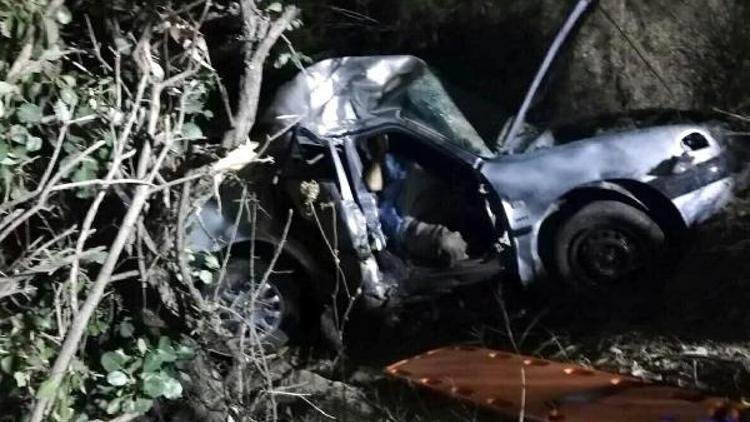 Ağaca çarpan otomobil şarampole yuvarlandı: 1 ölü, 2 yaralı