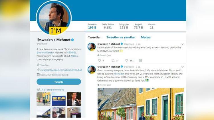 İsveç’in resmi Twitter hesabını Mehmet yönetecek