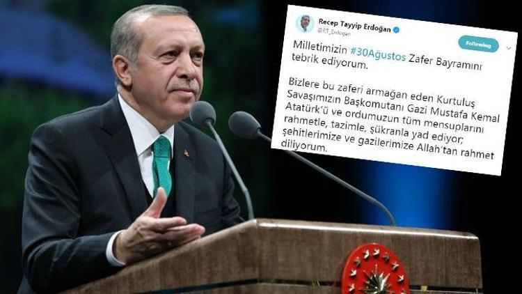 Cumhurbaşkanı Erdoğandan 30 Ağustos mesajı