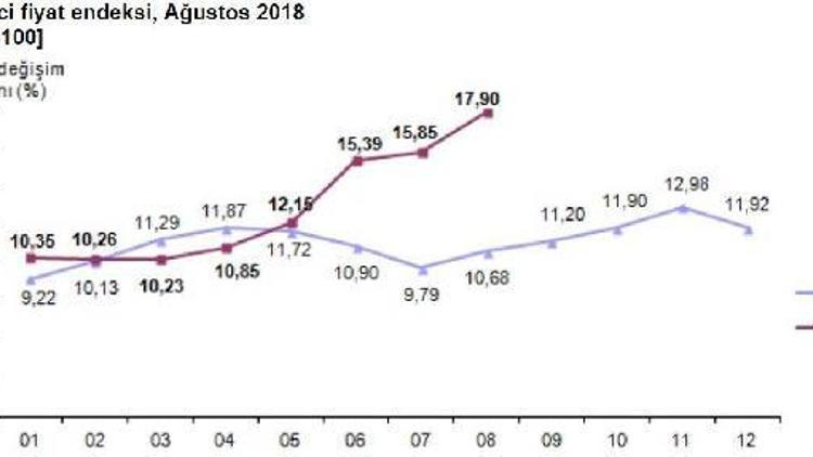 Tüketici fiyatları Ağustosta yüzde 2.30 arttı; yıllık enflasyon yüzde 17.90