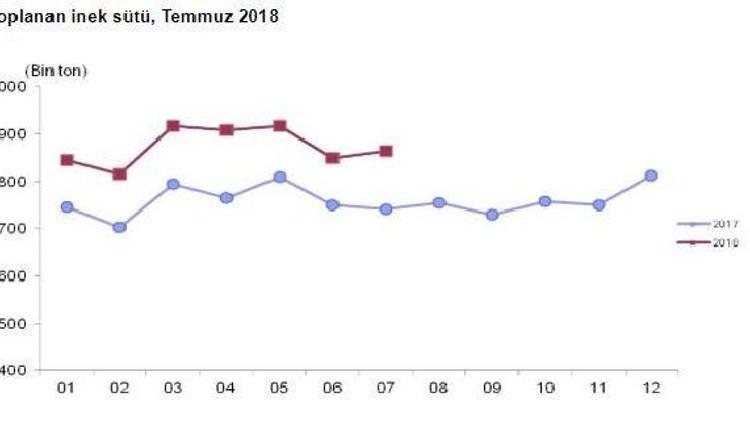 Toplanan inek sütü miktarı Temmuz’da yıllık yüzde 16.5 arttı