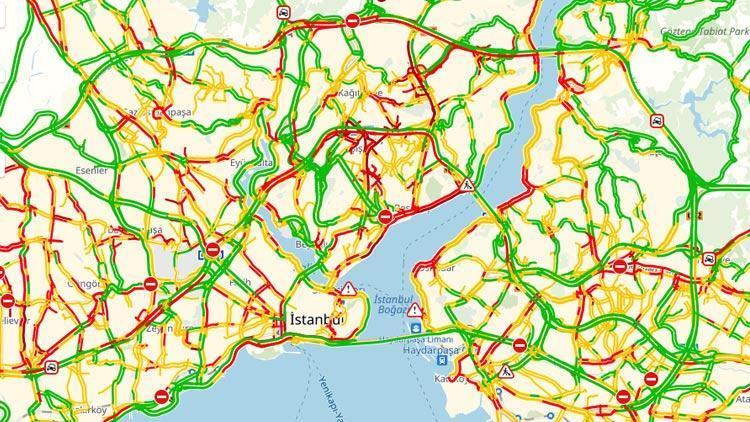 İstanbulda yağmur sonrası trafikte son durum