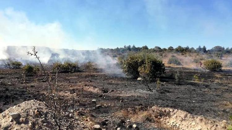 Ateş yakılan alanda kuru otlar tutuştu; 2 hektarlık alan yandı