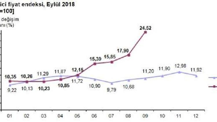 Tüketici fiyatları Eylülde yüzde 6.30 arttı, yıllık enflasyon yüzde 24.52