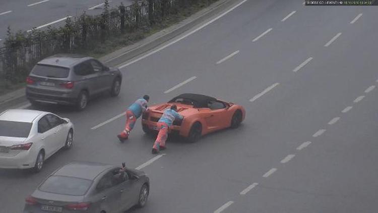 Lamborghiniyi iten işçiler kameraya yansıdı