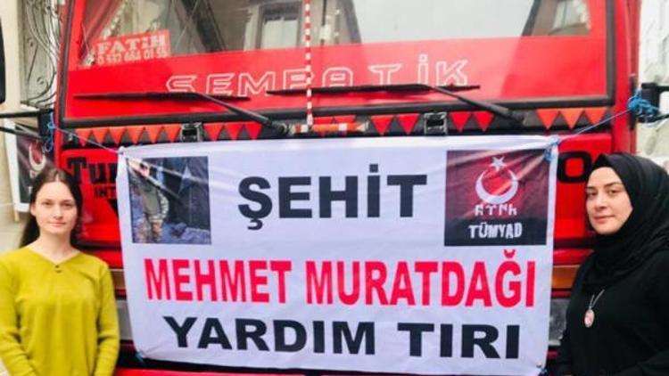 Afrin şehidi için memleketine yardım TIRı gitti