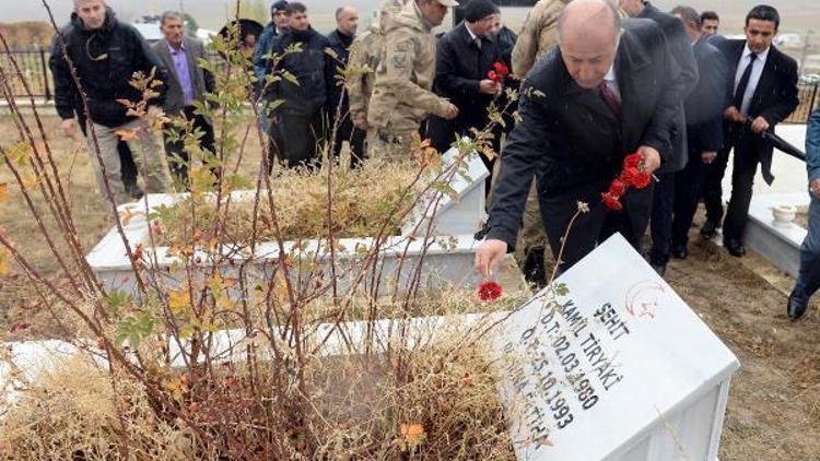 Terör örgütü PKKnın Erzurumda katlettiği 33 şehit mezarları başında anıldı