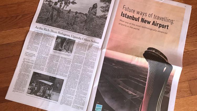İstanbul Havalimanı için New York Timesa tam sayfa ilan