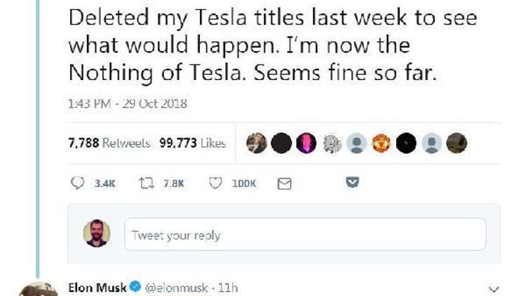 Elon Musk Tesla ünvanlarını biyografisinden kaldırdı