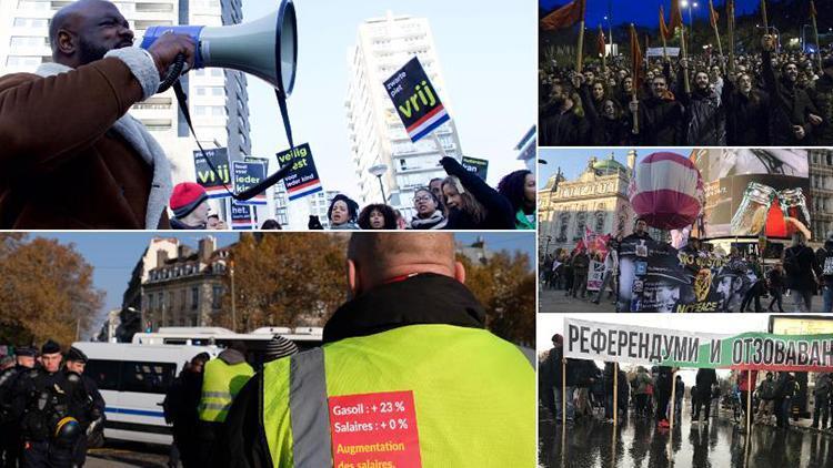 Avrupa genelinde hafta sonu protestolar düzenlendi