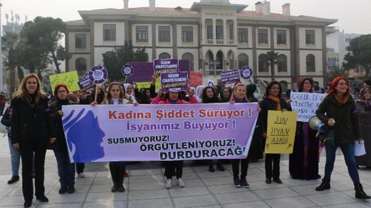 Manisada kadına karşı şiddet protesto edildi