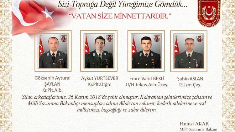 Sizi toprağa değil yüreğimize gömdük... Vatan size minnettardır