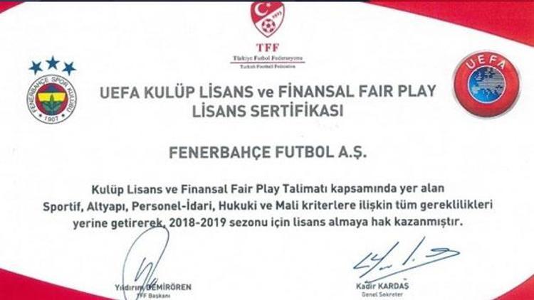 Fenerbahçe, UEFA Lisansını aldı