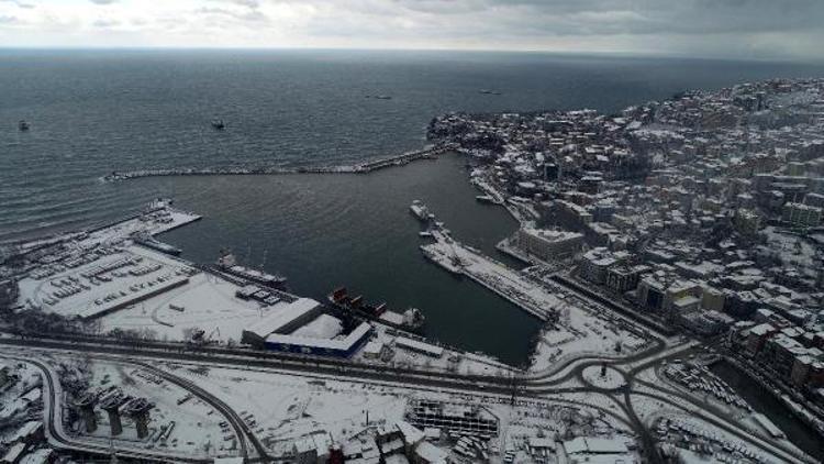 Zonguldakta kar manzarası havadan görüntülendi