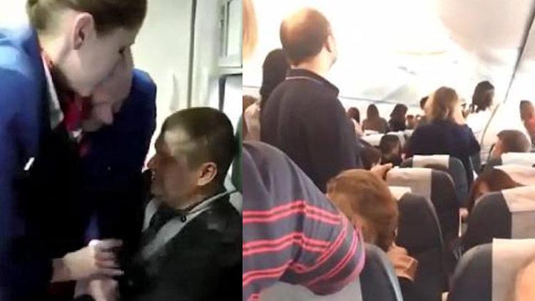 Antalya uçağında ortalık karıştı Hostesi yumrukladı