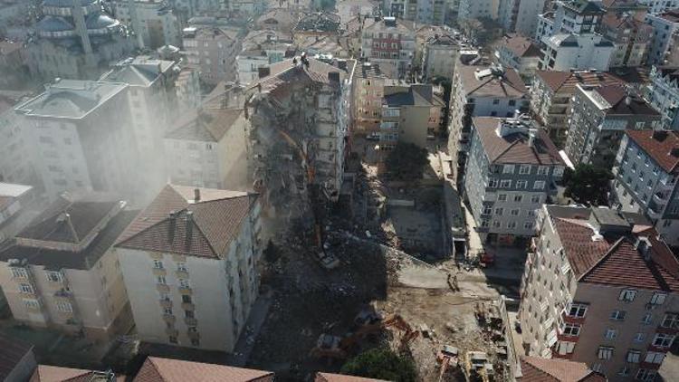 Kartalda Yunus Apartmanındaki yıkımda son durum havadan fotoğraflandı