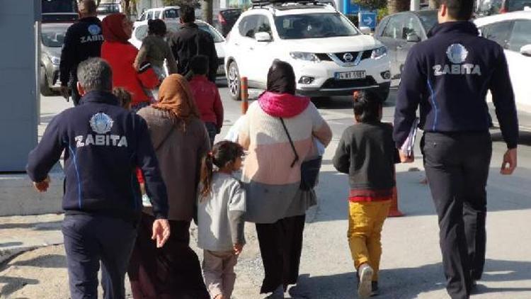 Bodumda dilencilik yapan 7si çocuk 13 Suriyeli yakalandı