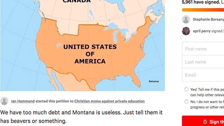 ABDde Gereksiz Montana eyaleti Kanadaya satılsın kampanyası başlatıldı
