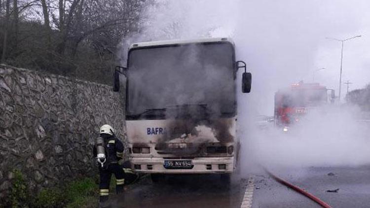 Midibüs seyir halinde alev aldı, 27 yolcu ölümden döndü