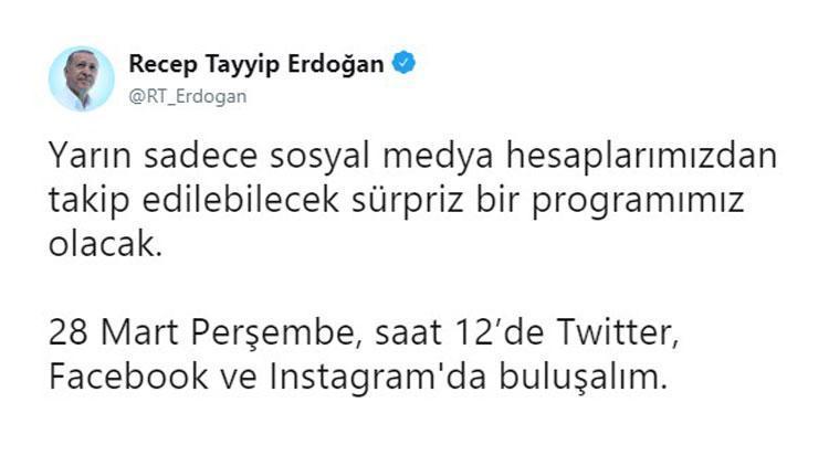 Son dakika... Cumhurbaşkanı Erdoğan duyurdu: Yarın sürpriz bir programımız olacak