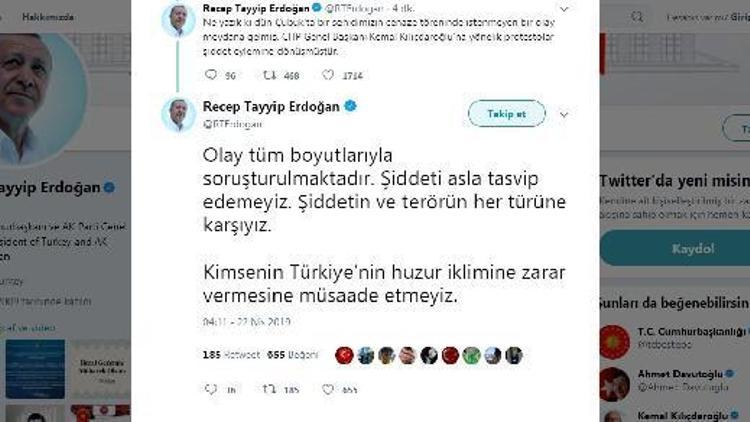 Erdoğan: Şiddeti asla tasvip edemeyiz