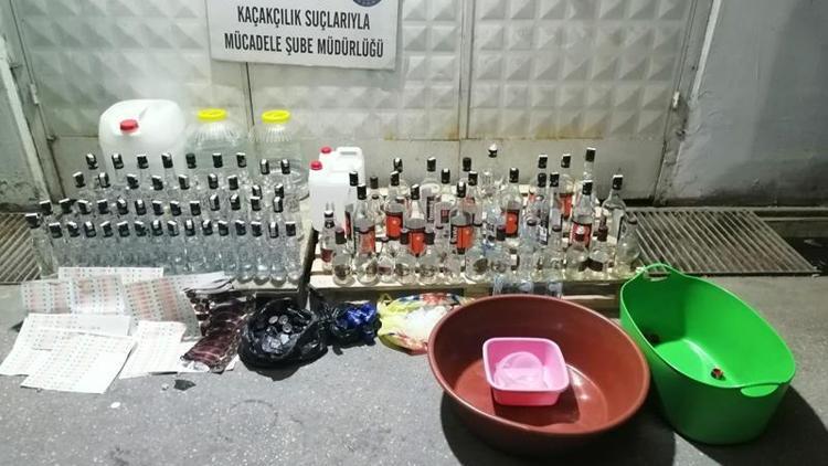 Evde sahte içki üretenlere polis darbesi