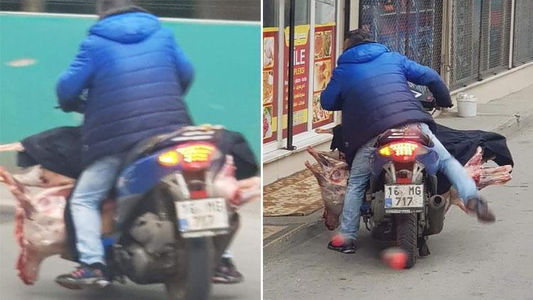 Bursa’da akılalmaz görüntü Etleri böyle taşıdı…