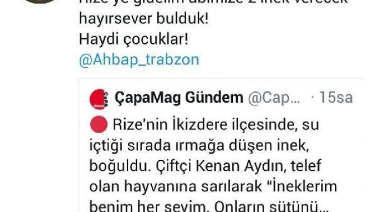 Telef olan ineğine ağlayan çiftçiye yardım eli