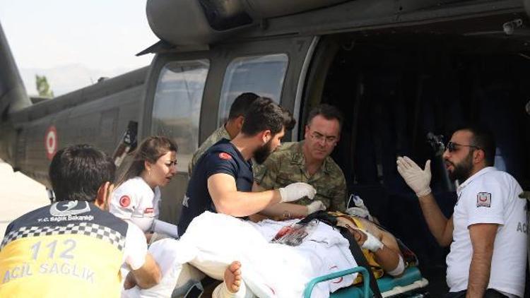 Silopide kazazede askeri helikopterle hastaneye sevk edildi