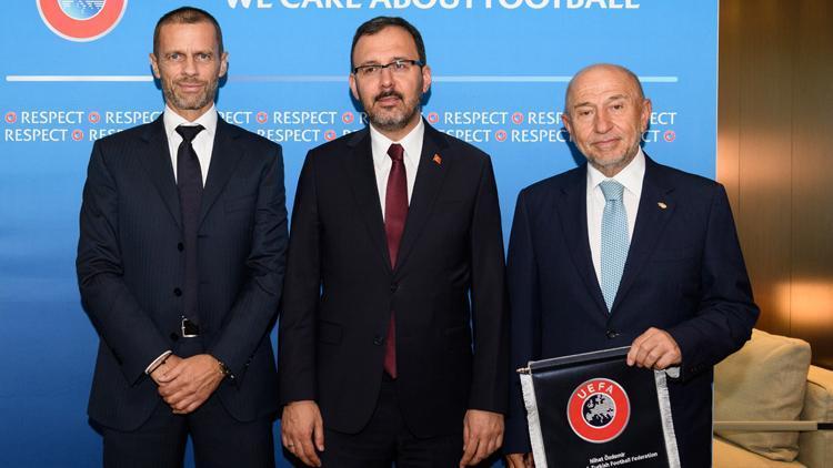 Bakan Kasapoğlu ve TFF Başkanı Özdemirden UEFA Başkanı Ceferine ziyaret