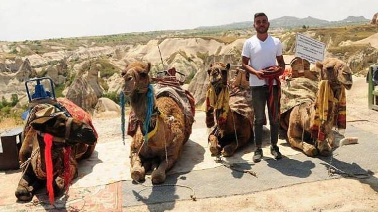 Kapadokyada deve turlarına turistlerden yoğun ilgi