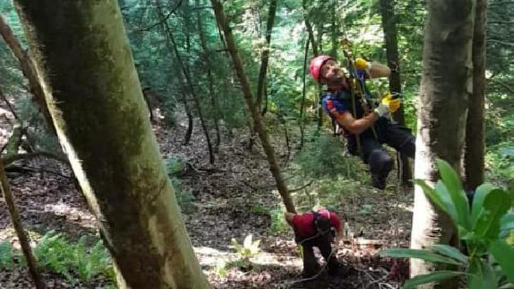 Ağaçta mahsur kalan paraşütçüyü AFAD kurtardı