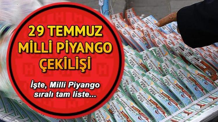 MPİ çekiliş sonuçları ve sıralı tam liste 29 Temmuz 2019 Milli Piyango sonuçları açıklandı