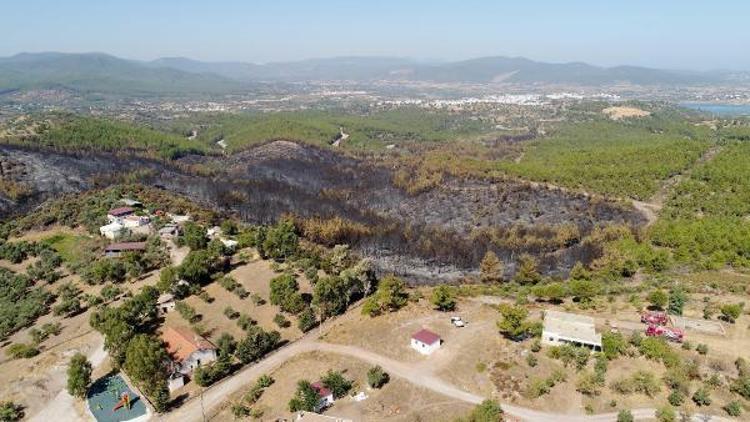 Bodrumda yangın çıkan bölge drone ile görüntülendi