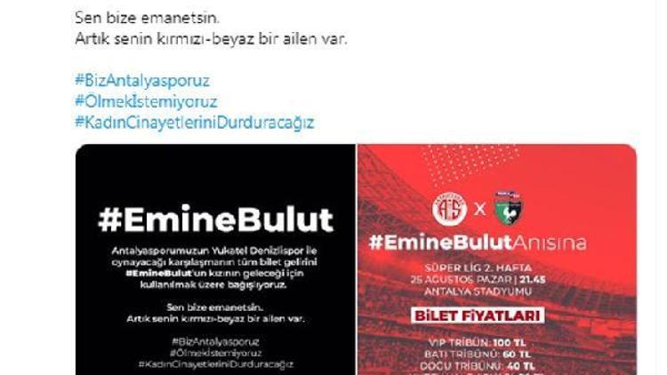 Antalyaspordan Emine Bulutun kızına destek