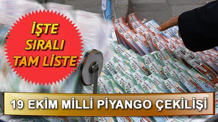 19 Ekim Milli Piyango çekiliş sonucu sorgulama... MPİ sonuçları ve sıralı tam liste