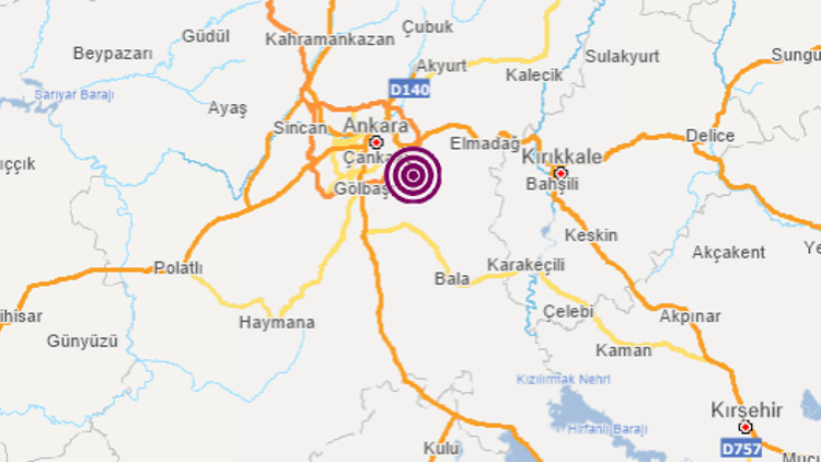Son dakika... Ankarada 3.4 büyüklüğünde deprem